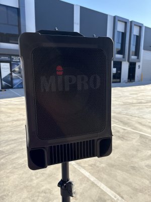 Mi Pro Portable PA System   Model: MA 707-E Series with Tripod, Carry Bag, Aluminum, Road Case, Wireless Headset