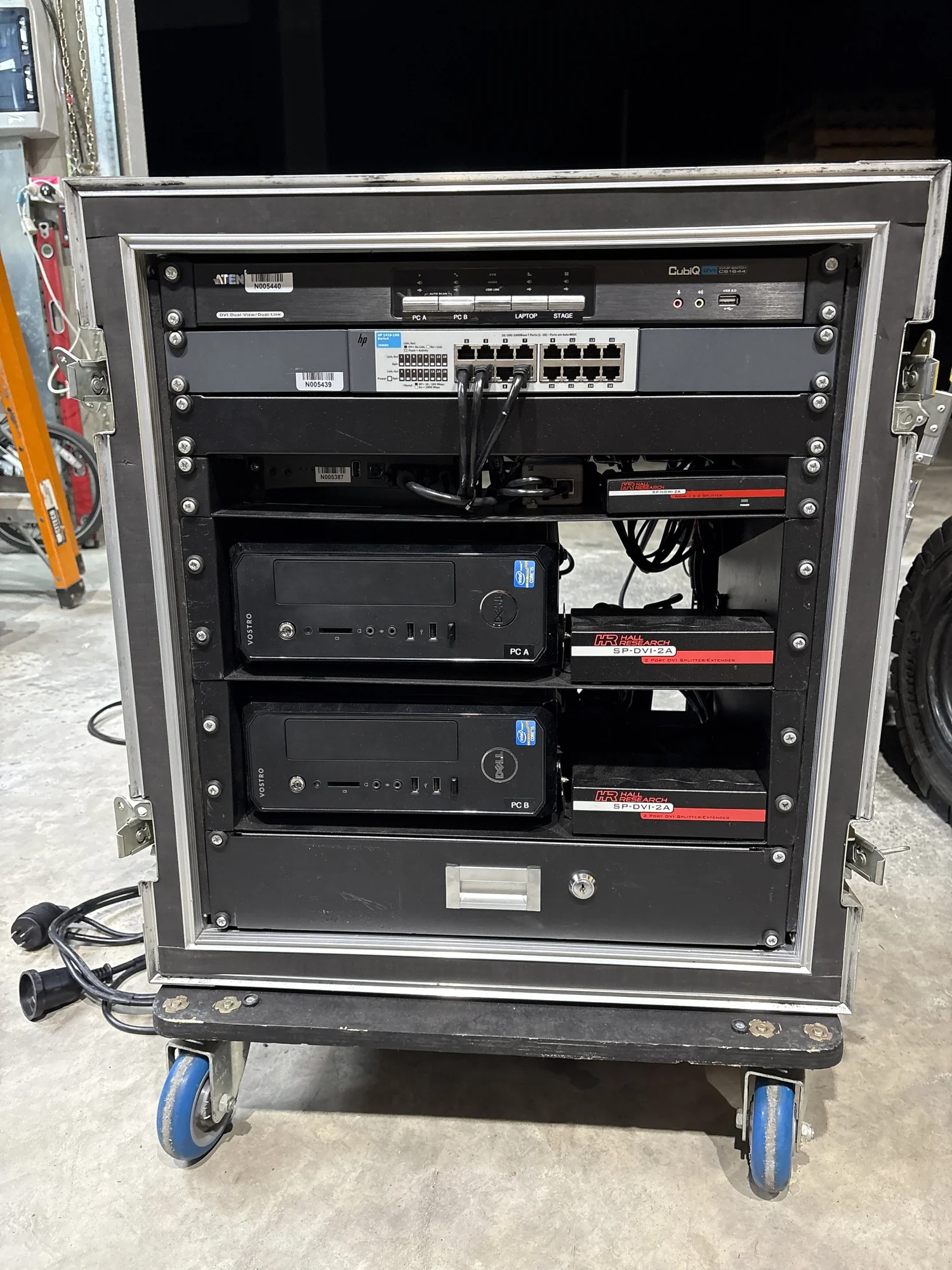 Video Content Computer Custom Made  Rack - With Encore Shock Proof Case  , Network Switch, Dvi , Computers