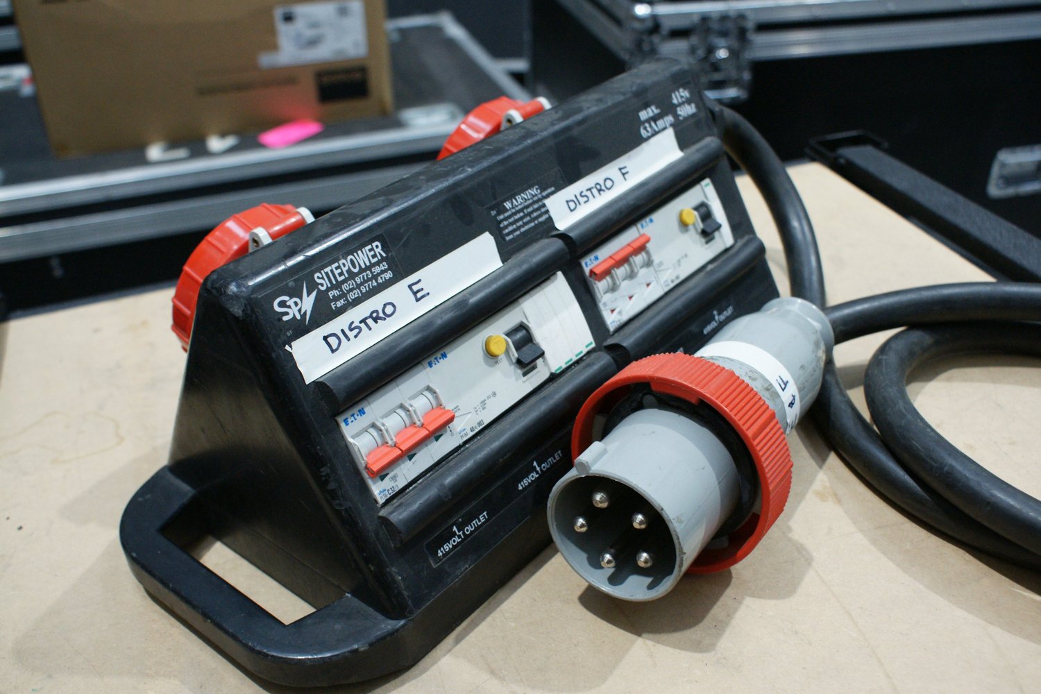 Rubber Box 3 Phase Power Distro Bounce Box Unit 63 amp Fused  Power hub  Wired With Cee Form Plugs ( Only 7 Left In Stock)