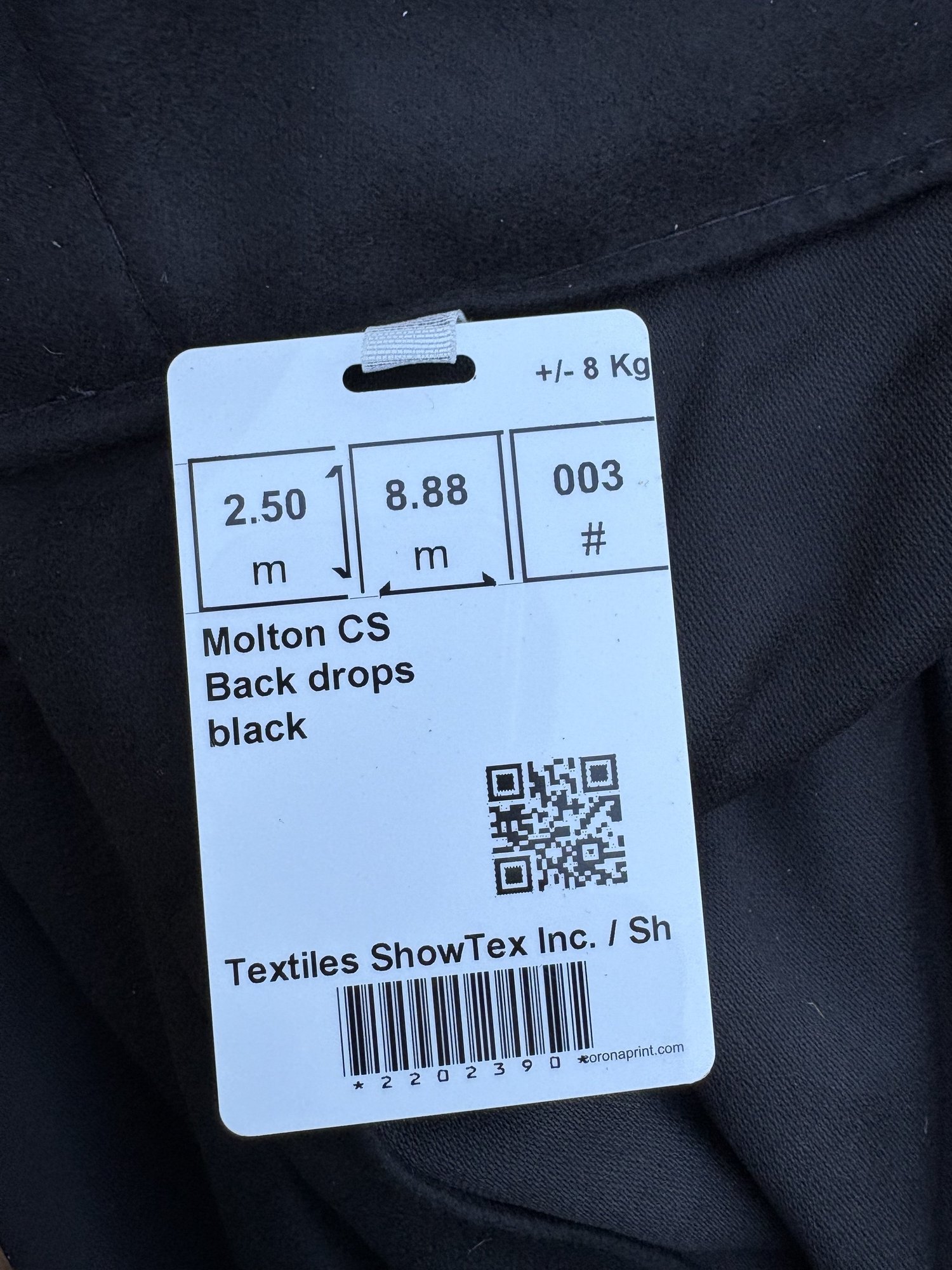 Showtex Black Back Drop 2.50m x 8.88 m 003