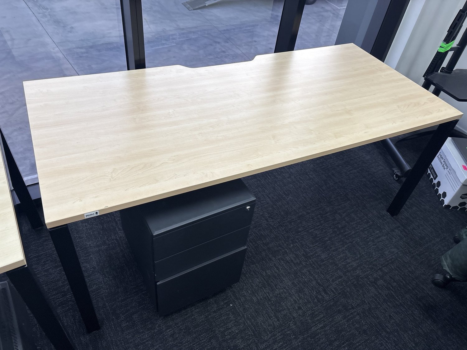 Office Desk Jason L Professional & Modern ,   Size 1600x800mm Blondewood With Matching 3 Drawer Steel Pedestal ( 4 In Stock)