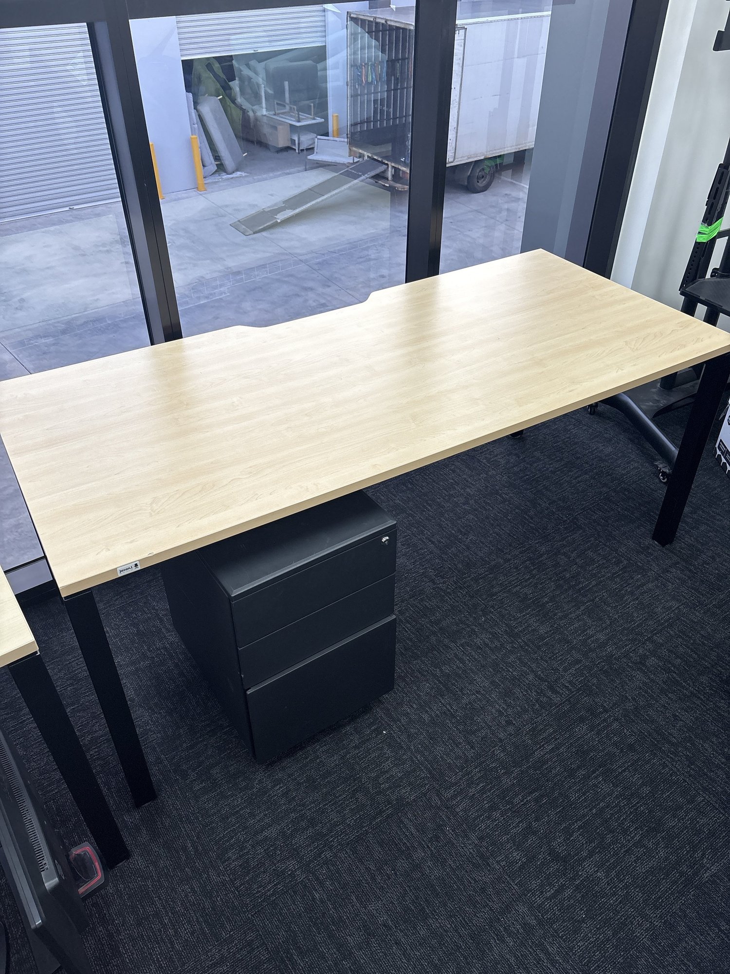 Office Desk  Jason L  Professional &  Modern ,  Size: 1800x800   Blondewood With Matching 3 Drawer Mobile Pedestal