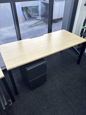 Office Desk  Jason L  Professional &  Modern ,  Size: 1800x800   Blondewood With Matching 3 Drawer Mobile Pedestal